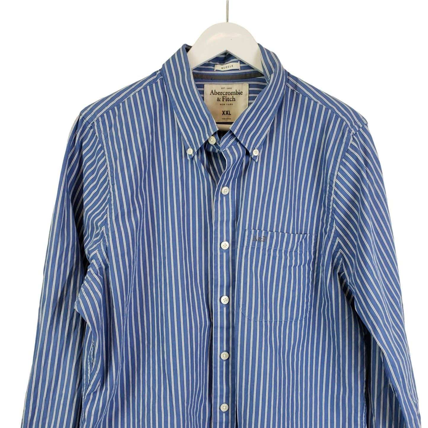 Abercrombie & Fitch Striped Muscle Fit Button Down Shirt Size XXL