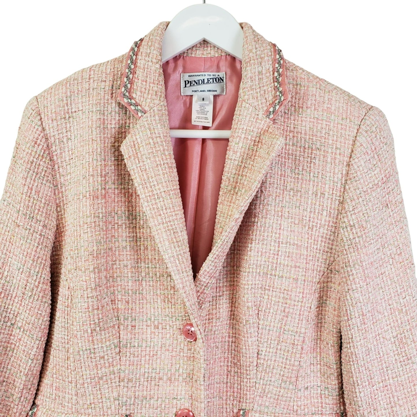 Pendleton Silk Tweed 2 Button Blazer Jacket Size 8