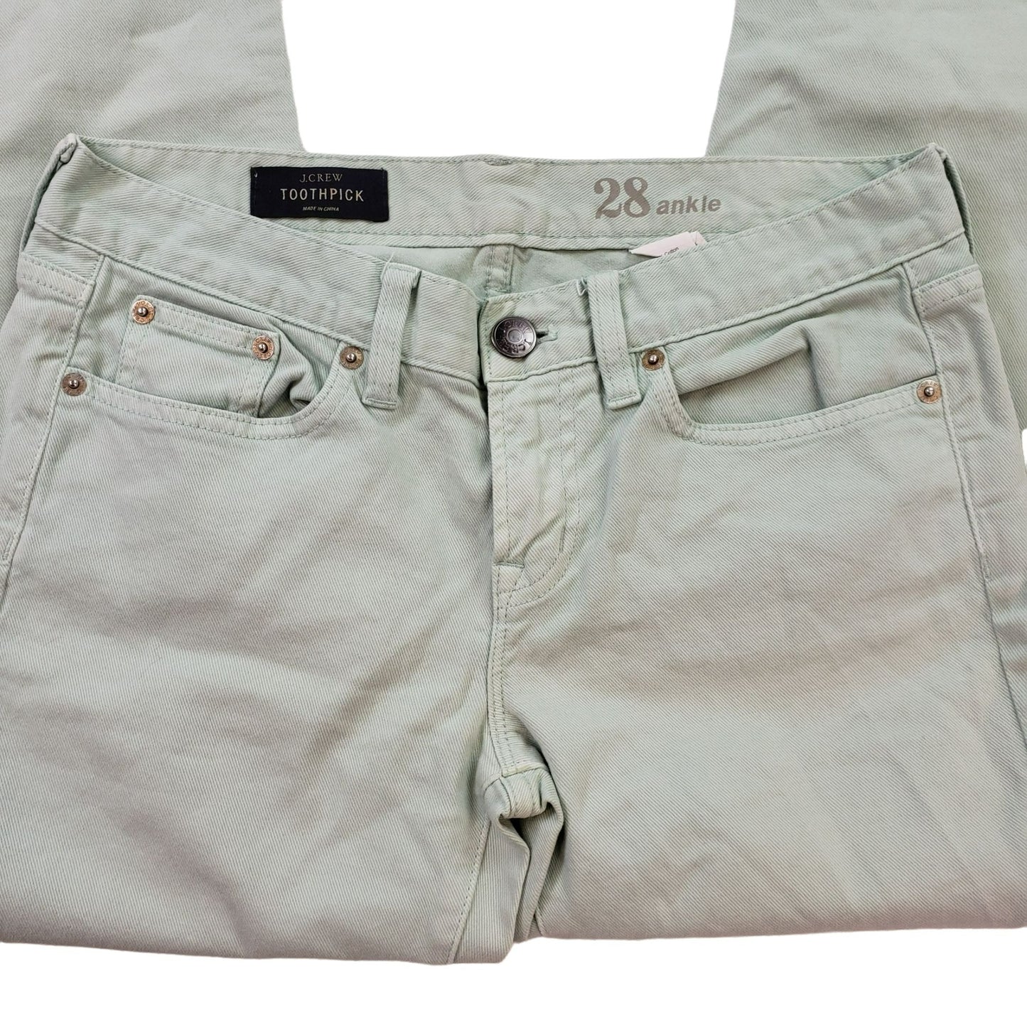 J. Crew Mint Green Toothpick Skinny Ankle Jeans Size 28
