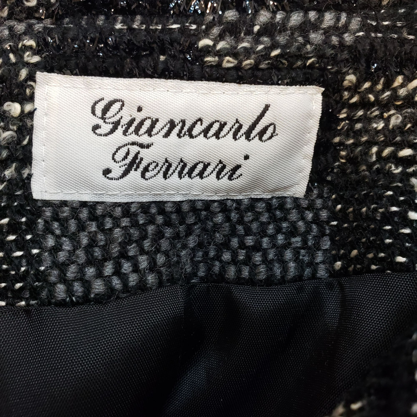 Giancarlo Ferrari Tweed Plaid Zip Front Blazer Jacket Size 4